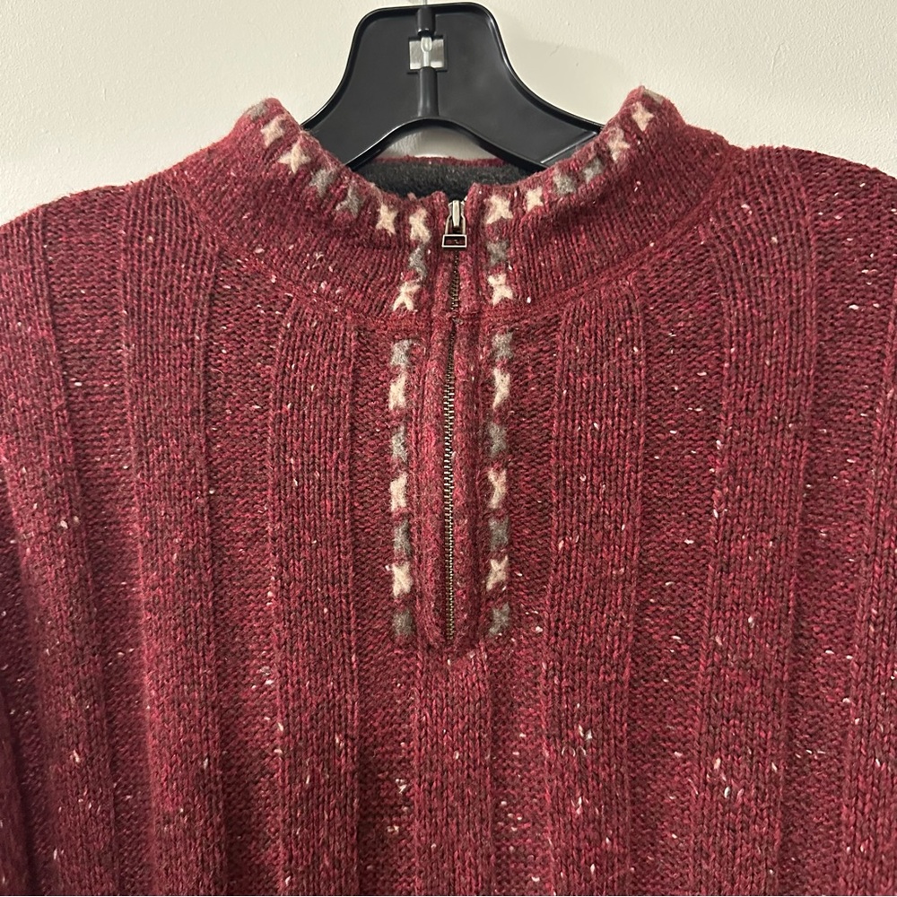 Woolrich Women's Ruby Heather Wool‎ Blend Henley Zip Pull-over Sweater Size XL - Picture 2 of 5